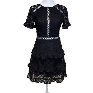 Woman's Black Lace Dress Size 4 Short Dark Feminine Whimsigoth Goth Fairy Grunge
